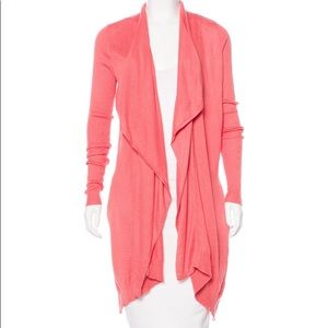 Coral open front cashmere blend cardigan,